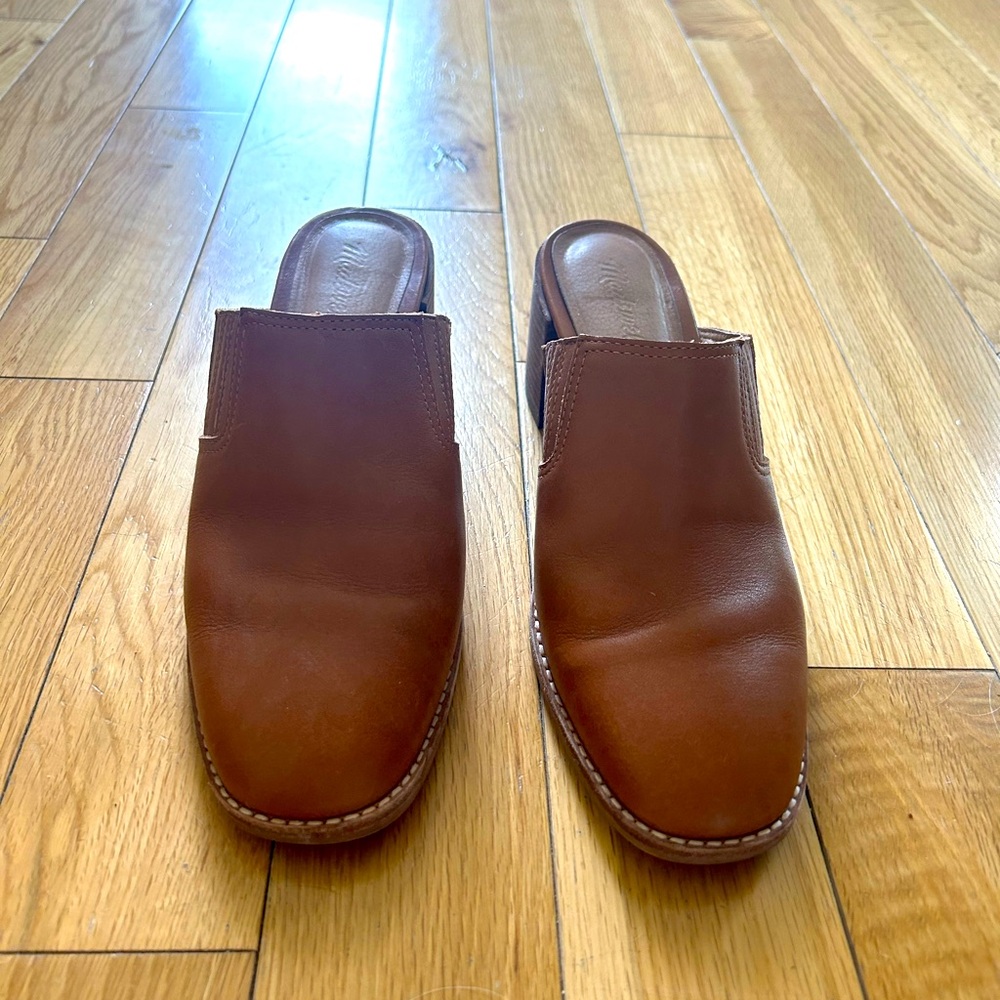 Madewell leather mules. Tan. Size 10